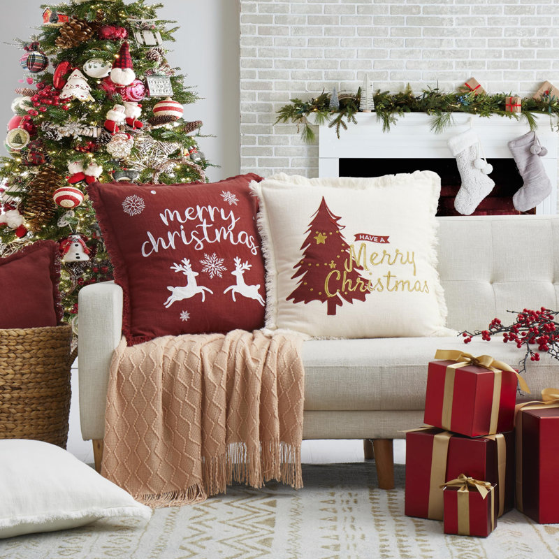 QUALITY FLOORING INC. Christmas Pillow Covers 12X20 Set Of 2 Xmas Decorative Farmhouse Linen Throw Pillow Cases Holiday Sofa Couch Cushion Covers Merry Christmas Wayfair